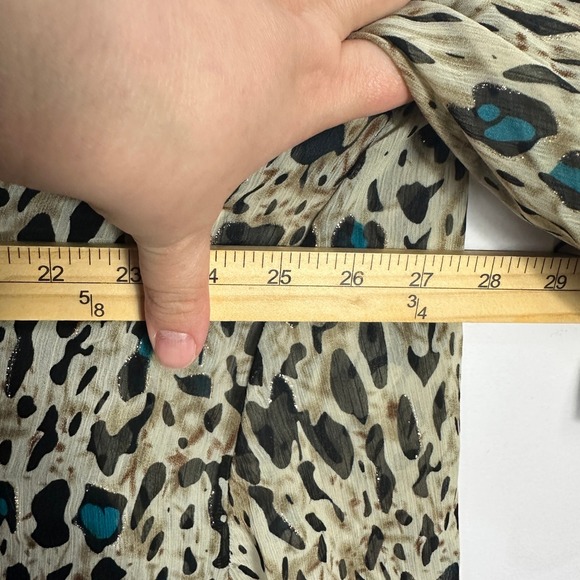 Sara Michelle Tank Cardigan Set 2X Animal Print Teal Draped Layered Boho Chic - Picture 9 of 9